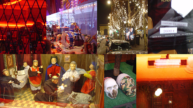 Diverse Auslagen aus dem weihnachtlichen Paris.
